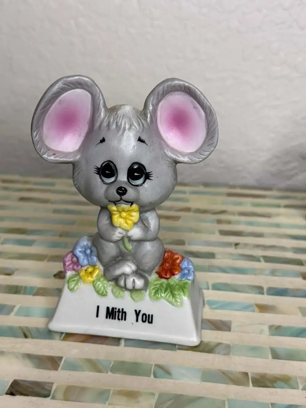 Russ Berrie I Mith You Mouse Figurine Vintage 1979